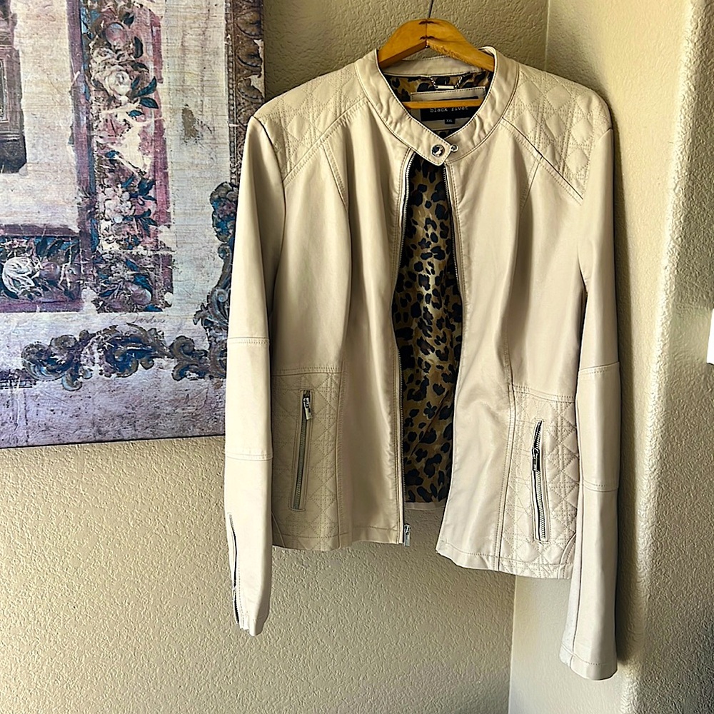 Taupe/ Cream / Beige / Faux leather Black Rivet jacket XXL
